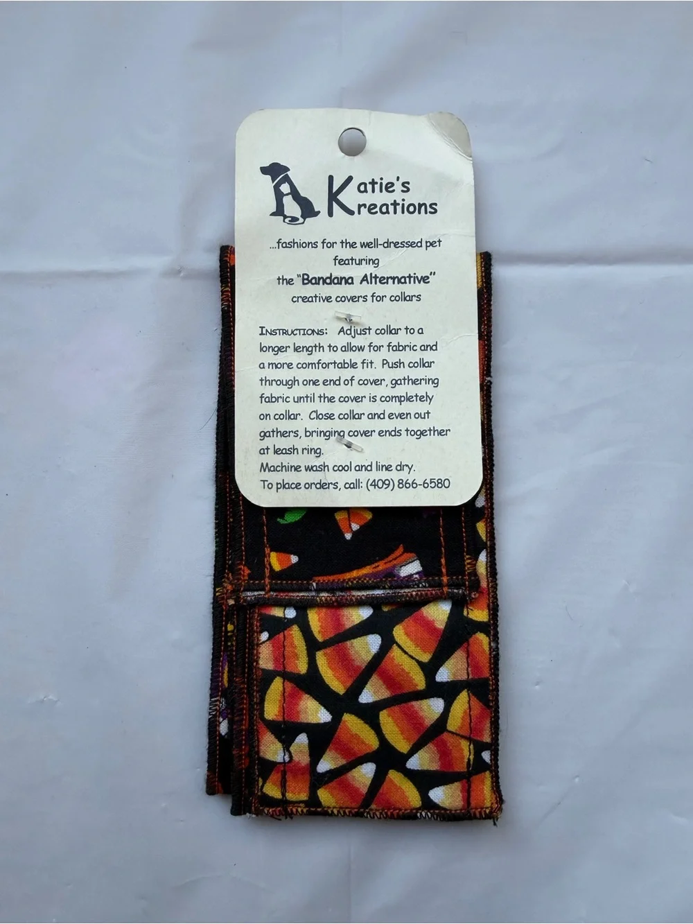 NEW Katie’s Kreations Halloween Dog Collar Slip On Bandana Medium Boo 🎃🐈‍⬛